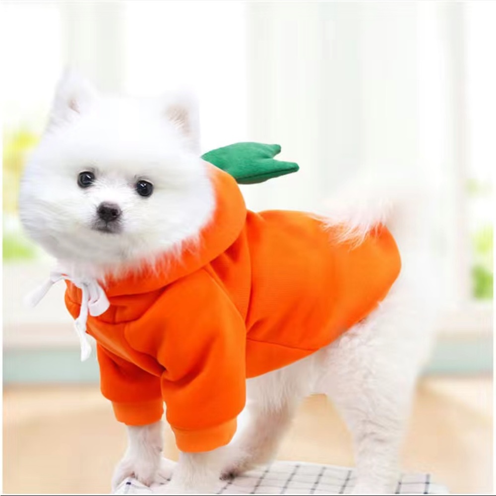 NWT Orange Fleece Carrot Hoodie For Pets- Size Small - Picture 4 of 5